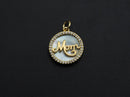 Mother-of-pearl Inlay MOM Letter Round Pendant/Charm, Mom Letter Shape Pendant,16mm, Mother's day gift, Sku