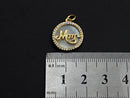 Mother-of-pearl Inlay MOM Letter Round Pendant/Charm, Mom Letter Shape Pendant,16mm, Mother's day gift, Sku