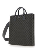 Gucci Men 'Ophidia Gg Media' Black And Grey Tote Bag In Gg Supreme Canvas Man