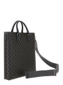 Gucci Men 'Ophidia Gg Media' Black And Grey Tote Bag In Gg Supreme Canvas Man