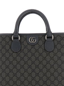 Gucci Men 'Ophidia Gg Media' Black And Grey Tote Bag In Gg Supreme Canvas Man