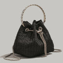Rhinestone chain handbag women, fashion drawstring bucket bag evening clutch purse party Prom bag Party purse Prom bags clutches