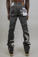 RM204SK - Graphic Printed Stacked Jeans