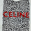 Celine Homme Logo Leopard Print Tee in White