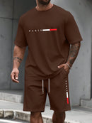 Men's Tracksuit 2 Piece O-neck Short Sleeve Shirt Shorts Set Men