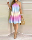 Floral Print Halter Neck Dress Boho Backless Halter Dress For 