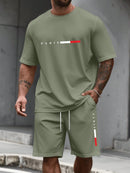 Men's Tracksuit 2 Piece O-neck Short Sleeve Shirt Shorts Set Men