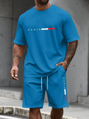 Men's Tracksuit 2 Piece O-neck Short Sleeve Shirt Shorts Set Men