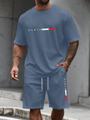 Men's Tracksuit 2 Piece O-neck Short Sleeve Shirt Shorts Set Men