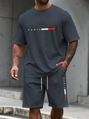 Men's Tracksuit 2 Piece O-neck Short Sleeve Shirt Shorts Set Men