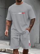 Men's Tracksuit 2 Piece O-neck Short Sleeve Shirt Shorts Set Men