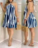 Floral Print Halter Neck Dress Boho Backless Halter Dress For 