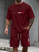 Men's Tracksuit 2 Piece O-neck Short Sleeve Shirt Shorts Set Men
