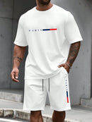 Men's Tracksuit 2 Piece O-neck Short Sleeve Shirt Shorts Set Men