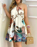 Floral Print Halter Neck Dress Boho Backless Halter Dress For 
