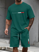 Men's Tracksuit 2 Piece O-neck Short Sleeve Shirt Shorts Set Men