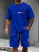 Men's Tracksuit 2 Piece O-neck Short Sleeve Shirt Shorts Set Men