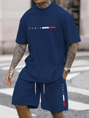 Men's Tracksuit 2 Piece O-neck Short Sleeve Shirt Shorts Set Men