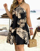 Floral Print Halter Neck Dress Boho Backless Halter Dress For 