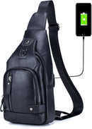 Men’s Leather Sling Bag – Secure Anti-Theft Classic Everyday
