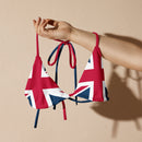 Union Jack String Bikini Top | Red and Blue Strings | Removable Padding