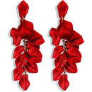 Long Acrylic Rose Petal Earrings